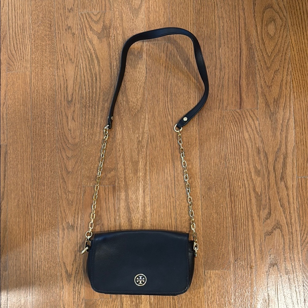 Tory Burch Navy Crossbody Bag with Gold Chain & Dust Bag